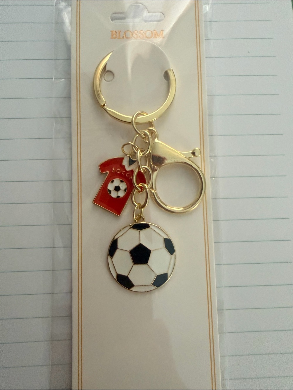 Gold Soccer Keychain - Black & White